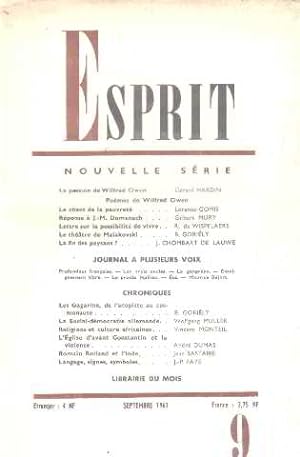 Revue esprit / septembre 1961