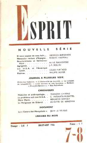 Revue esprit / juillet -aout 1966