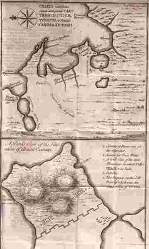 Map: Charta exhibens Situm antiquum Carthaginis, Uticae Tunetis et Sinus Carthaginiensis.