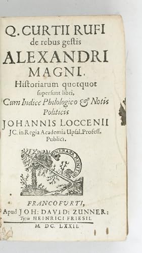 De rebus gestis Alexandri Magni. Historiarum quotquot supersunt libri, cum indice philologico & n...