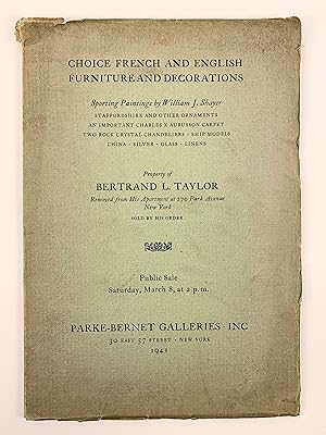 Choice French and English Furniture and Decorations, Sporting Paintings by William J Shayer Staff...