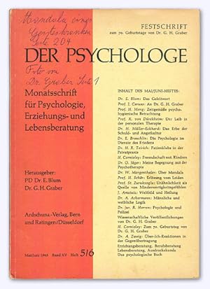 Der Psychologe. Band XV 1963, Heft 5/6 (= Festschrift zum 70. Geburtstage von Dr. G. H. Graber). ...
