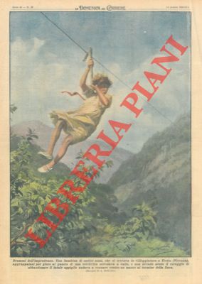 A Tretto una ragazzina per gioco si aggrappa al cavo di una teleferica e scivola a valle.