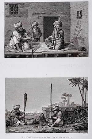 DESCRIPTION DE L'EGYPTE - Arts et métiers - Le Faiseur de tuyaux de pipe, Le Pileur de tabac (ETA...