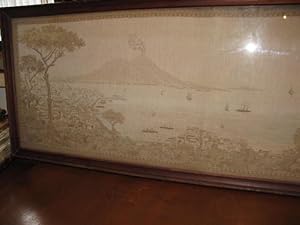 A LARGE ORIGINAL PANORAMA OF NAPLES - NAPOLI in NEEDLEWORK OR TAPESTRY.