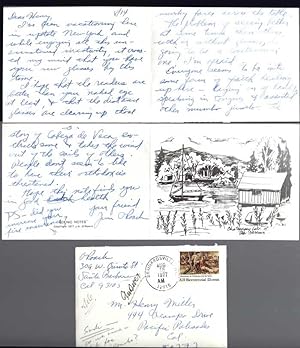 THREE PAGE FOLDED ALS FROM JIM O'ROARK, [Miller's Eye Doctor] 14 / 08 [77] to Henry Miller