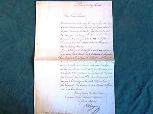 Lettre Autographe militaire signée de Blangini en 1848.