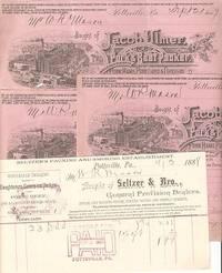 FOUR RECEIPTS FROM BEEF AND PORK PACKERS, INCLUDING ENGRAVED VIEWS