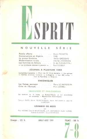 Revue esprit/ juillet-aout 1959