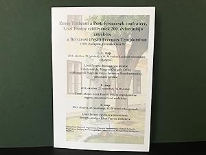 ORIGINAL PROGRAM for Franz Liszt Bicentennial-Related Performances - Zenes Triduum a Pesti Ferenc...