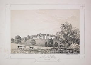 Fine Original Antique Lithograph Illustrating Clifton Hall in Lancashire, The Seat of Miss Gillow.