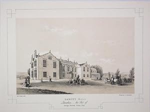 Fine Original Antique Lithograph Illustrating Emmott Hall in Lancashire, The Seat of George Emmot...