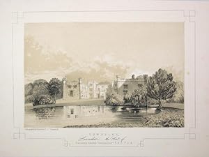 Fine Original Antique Lithograph Illustrating Towneley in Lancashire, The Seat of Peregrine Edwar...