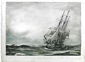 Original Watercolour Painting for American Whalers in the Western Arctic Titled Bark Helen Mar Cl...