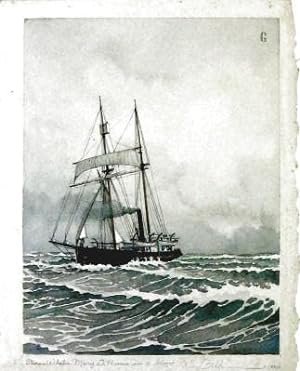 Original Watercolour Painting for American Whalers in the Western Arctic Titled Steam Whaler Mary...