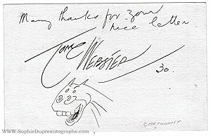 Autograph Note Signed with a fine signature and and original cartoon (Tom, 1890-1964, Cartoonist ...