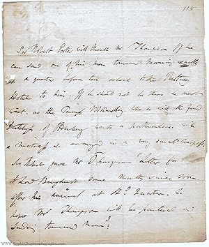 Autograph formal letter to Mr Thompson, (Sir Robert Ker, 1777-1842, Painter and Traveller)