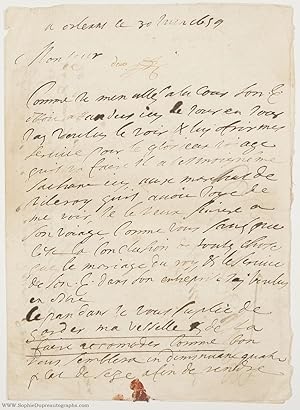 Autograph letter signed, in French with translation, (Joachim, Count of Quincé, also of the Holy ...