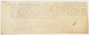 Document in French, with translation, signed, (Jehan de, Marshal of Lodgings for Don Francisco Da...