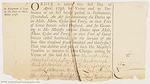 Signature on the verso of a part printed treasury order (Sarah, 1660-1744, née Jennings, favourit...