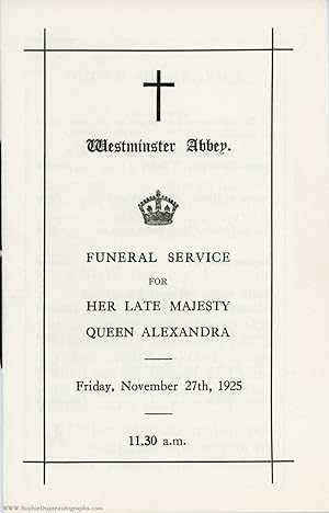 Programme for the funeral service of the late Queen, (of Denmark, 1844-1925, Queen of Edward VII)