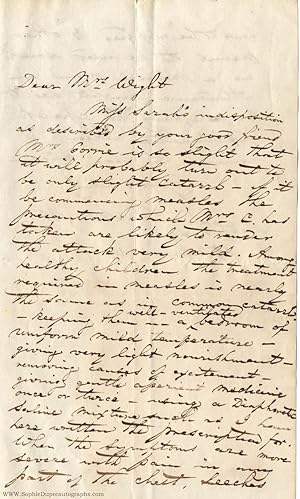 Autograph Letter Signed to Mrs Wright, (Dr Neil, 1788-1874, sailed to China as a Ship's Surgeon i...