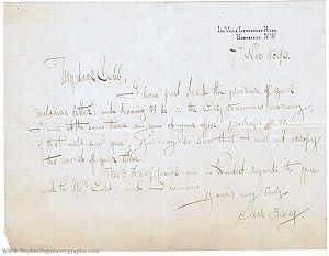 Autograph letter signed to 'My dear Cobb', in his pleasant hand, (Carl, 1820-1905, R.W.S., Court ...