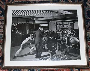 Fine unsigned original photograph showing Campbell with one of his engineers (Donald, 1921-1967, ...