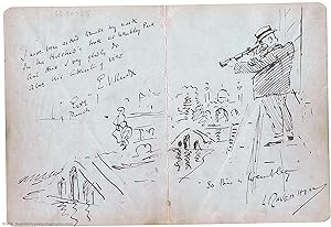 Fine pen & ink sketch of Mr Punch with a telescope (Leonard, 1867-1942, 'Punch' Artist, 1896-1935...