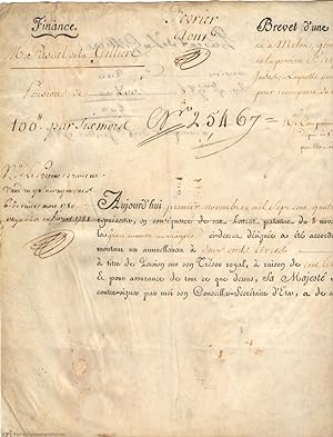 Document signed in Louis' name by a Secrétaire de la main, in French (1754-1793, King of France 1...