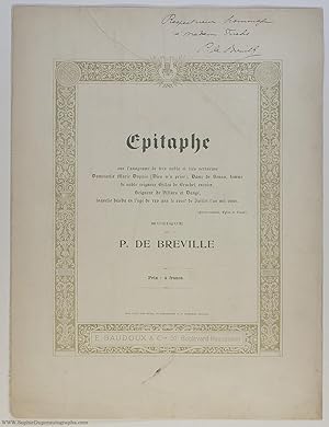 'Épitaphe', a charming setting for voice and piano, (Pierre de, 1861-1949, French Composer)