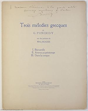 'Trois mélodies grecques', signed (George, 1892-1982, Greek Violinist, Conductor & Composer)