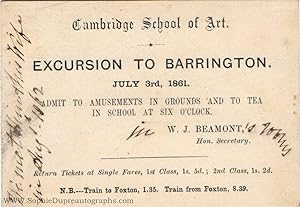 Printed Ticket headed 'Cambridge School of Art Excursion to Barrington' (Revd. William John, 1828...