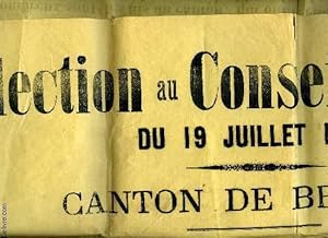 AFFICHE. ELECTION AU CONSEIL GENERAL DU 19 JUILLET 1925. CANTON DE BRASSAC.