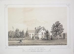 Fine Original Antique Lithograph Illustrating The Hermitage in Lancashire, The Seat of John Frede...