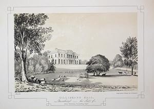 Fine Original Antique Lithograph Illustrating Gillibrand Hall in Lancashire, The Seat of Henry Ha...