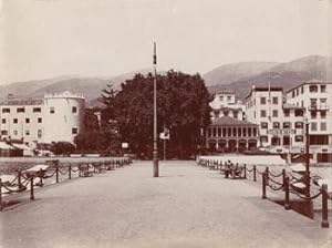 Unidentified European coastal town, possibly Lisbon, with Diario de Noticias building.