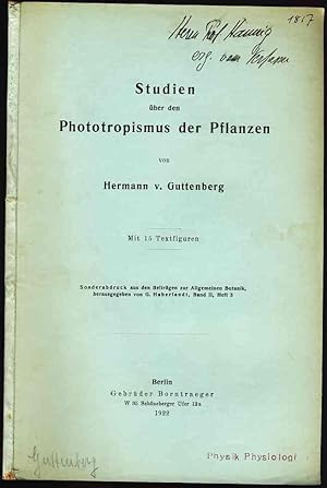 Studien über den Phototropismus der Pflanzen . Mit 15 Textfiguren