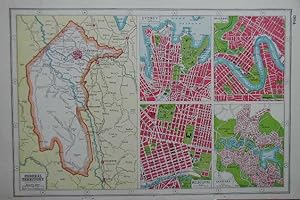 Australia: Federal Territory & Town Plans of Sydney, Brisbane, Melbourne & Canberra.