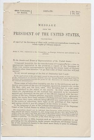 Message from the President of the United States, Transmitting a Report of the Secretary of State ...