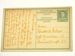 Alte Postkarte mit eigenhändiger Schrift an den Übersetzer u. Schriftsteller Friedrich Hitzer (19...