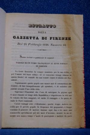 Estratto dalla Gazzetta di Firenze. Dei 24 febbraio 1848 Numero 44.