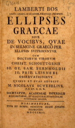 Ellipses gracae sive vocibus, quae in Sermone Graeco per Ellipsin supprimuntur.