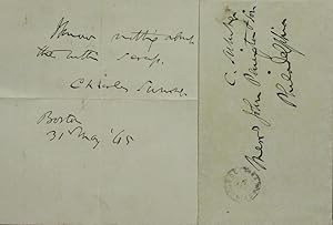 A curious autograph note signed, 2-sides oblong 8vo.