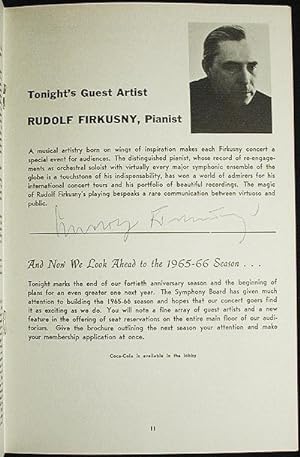 Rudolf Firkusny Autograph [program from 1965 Rachmaninoff Rhapsody on a Theme of Paganini Perform...