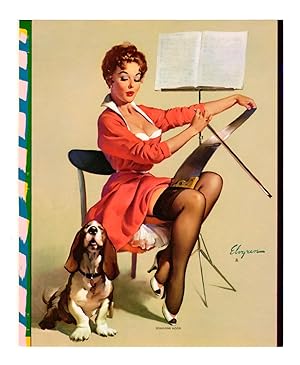 "Doggone Good" / vintage lithographic progressive proof set for Gil Elvgren poster/calendar