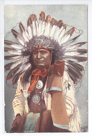 "Chief Hollow Horn", color postcard