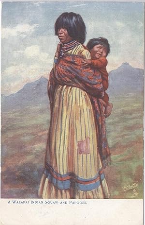 A Walapai Indian Squaw and Papoose; color postcard
