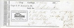 Receipt for foods transported on the Steamboat William Young (out of Newburgh, NY), Capt. C. P. A...
