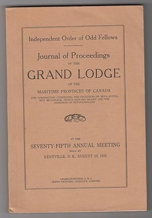 Journal of Proceedings of the Grand Lodge of the Maritime Provinces of Canada, Independent Order ...